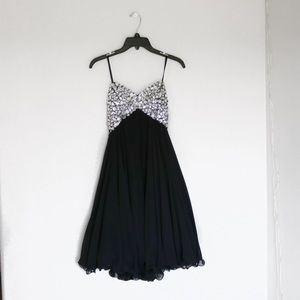 Black Strapless Knee Length Formal Dress